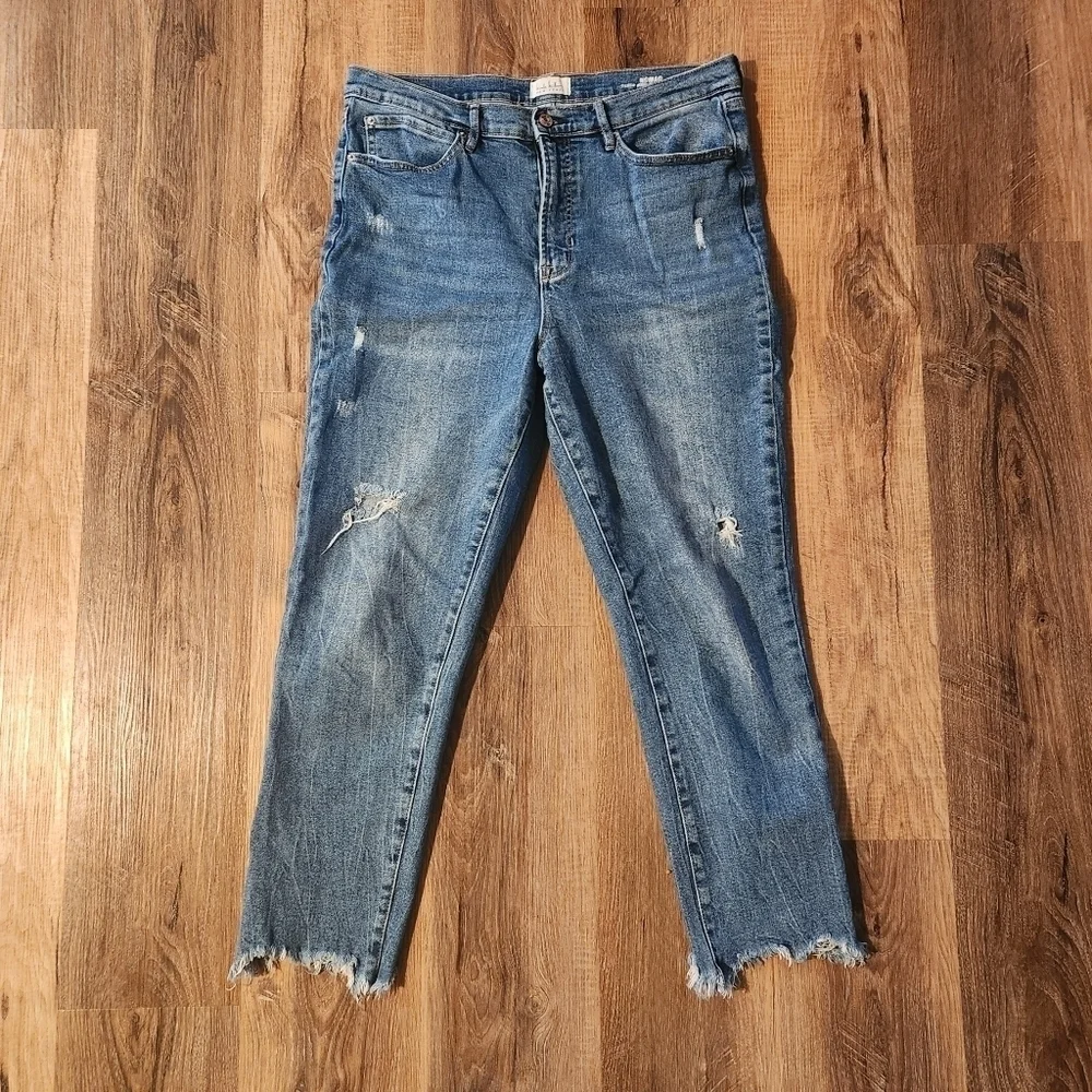 Nicole Miller New York Nomad Super High Rise Straight Denim Jeans Size 12 - Picture 1 of 15